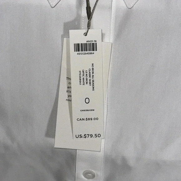 Chico's White Button-Up Blouse - No Iron fabric - Picture 2 of 5